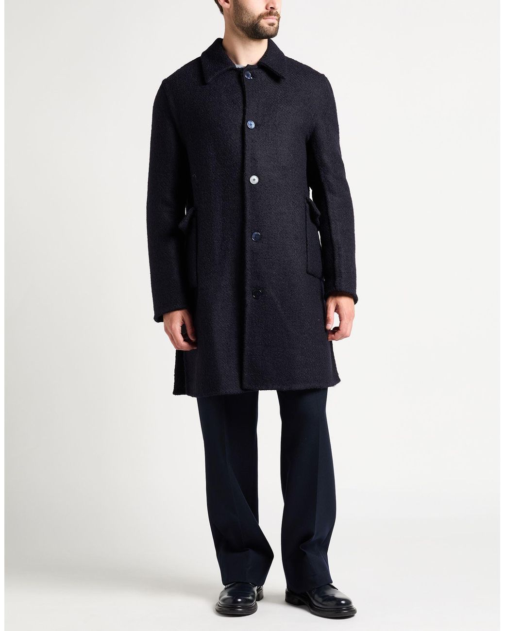 Givenchy Blue Midnight Coat Wool, Polyamide, Cotton for men
