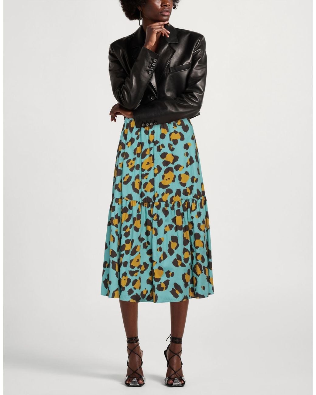 Twinset Blue Midi Skirt Cotton