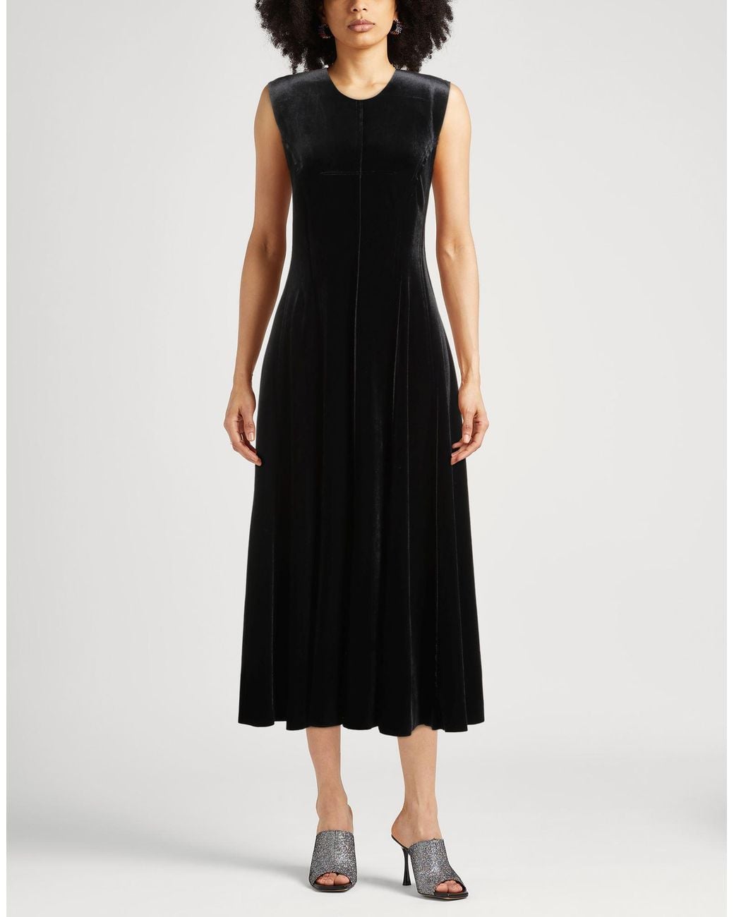 Norma Kamali Black Midi Dress Polyester, Elastane