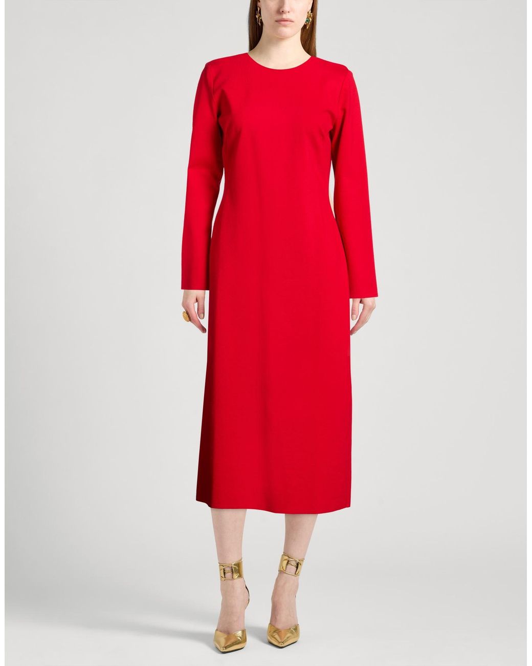 Liviana Conti Red Midi Dress Viscose, Polyamide, Elastane