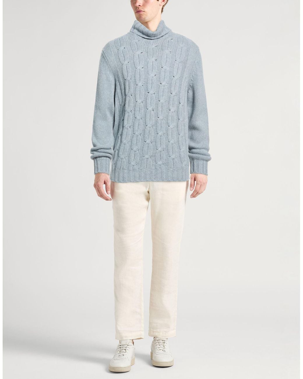 Fedeli Blue Turtlenecks for men