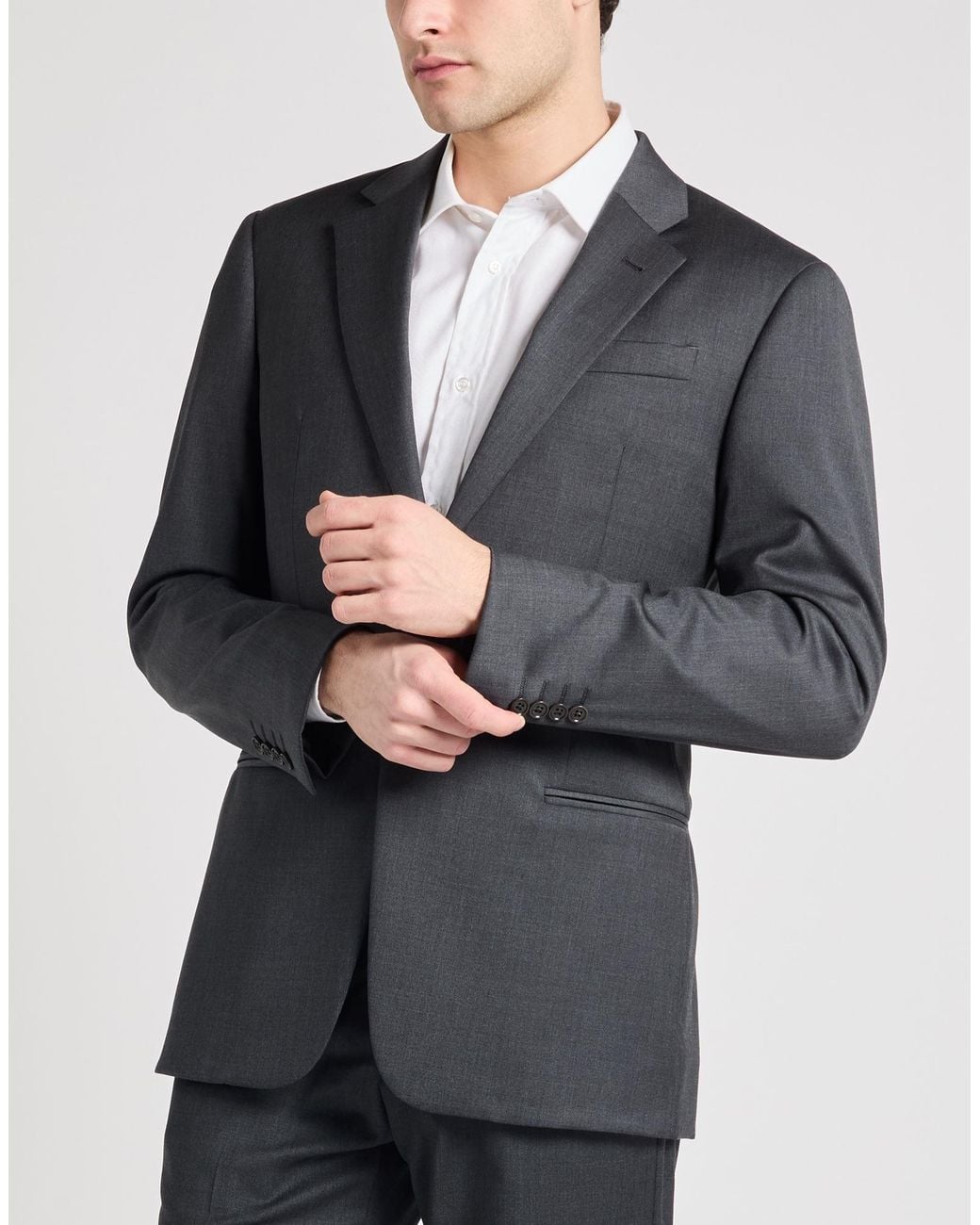 Emporio Armani Blue Suit Wool, Elastane for men