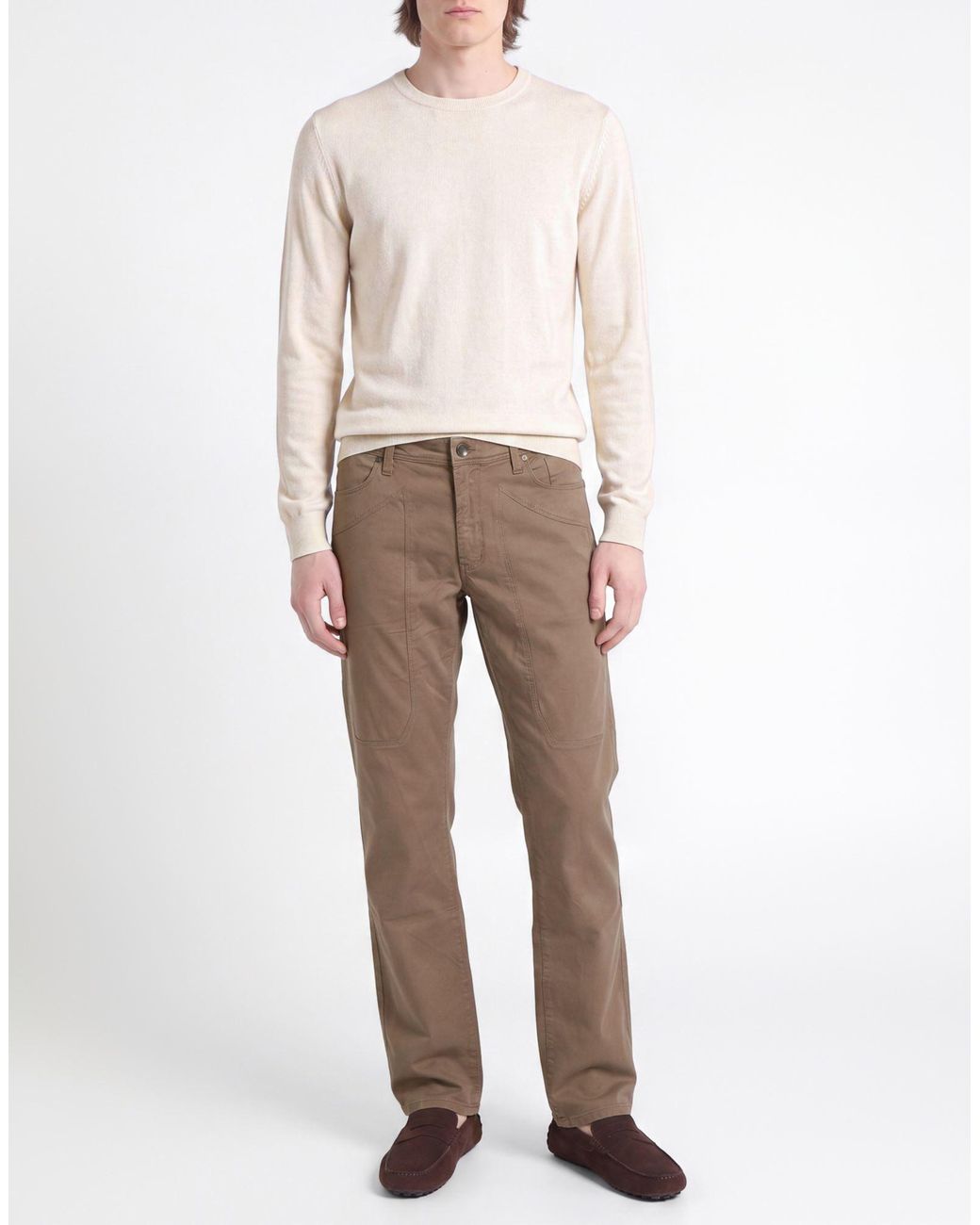 Jeckerson Gray Taupe Pants Cotton, Elastane for men