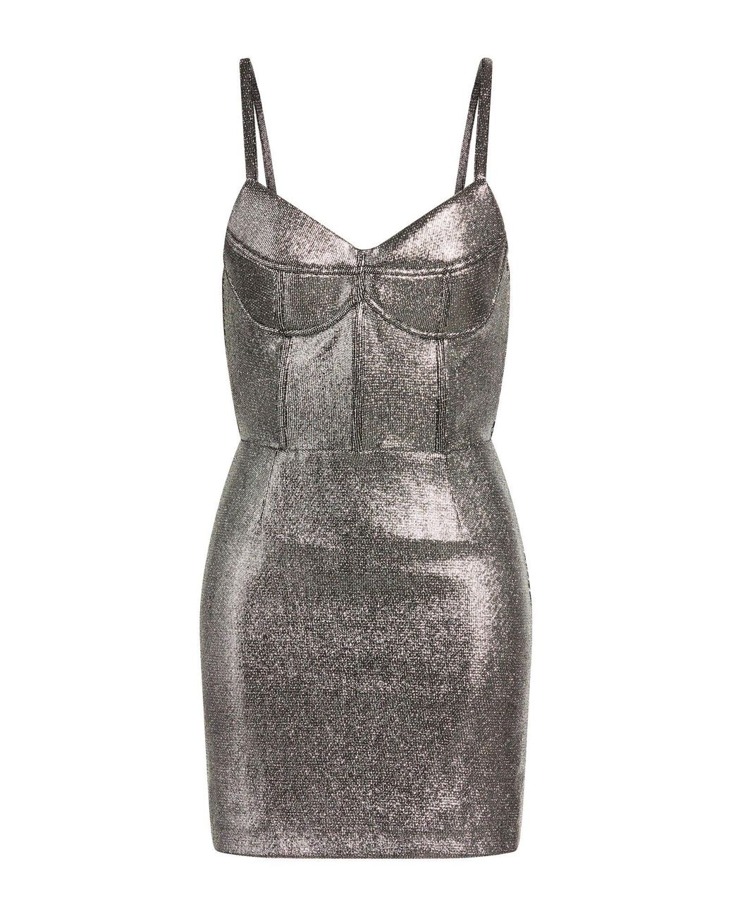 Nora Barth Gray Mini Dress Polyester, Elastane