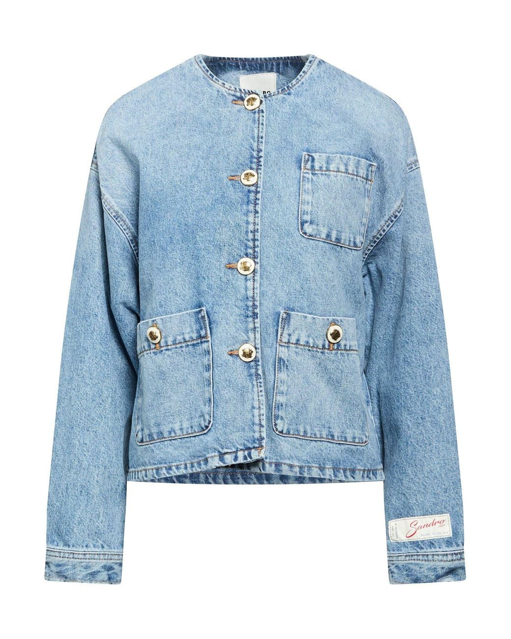 Sandro Blue Denim Outerwear Cotton