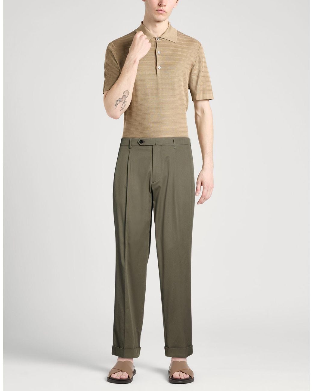 Berwich Gray Military Pants Cotton, Elastane for men