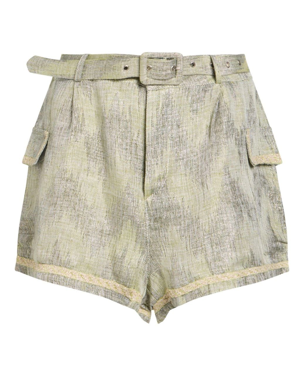 PHO® Firenze Green Shorts & Bermuda Shorts Linen, Viscose, Polyester, Polyamide