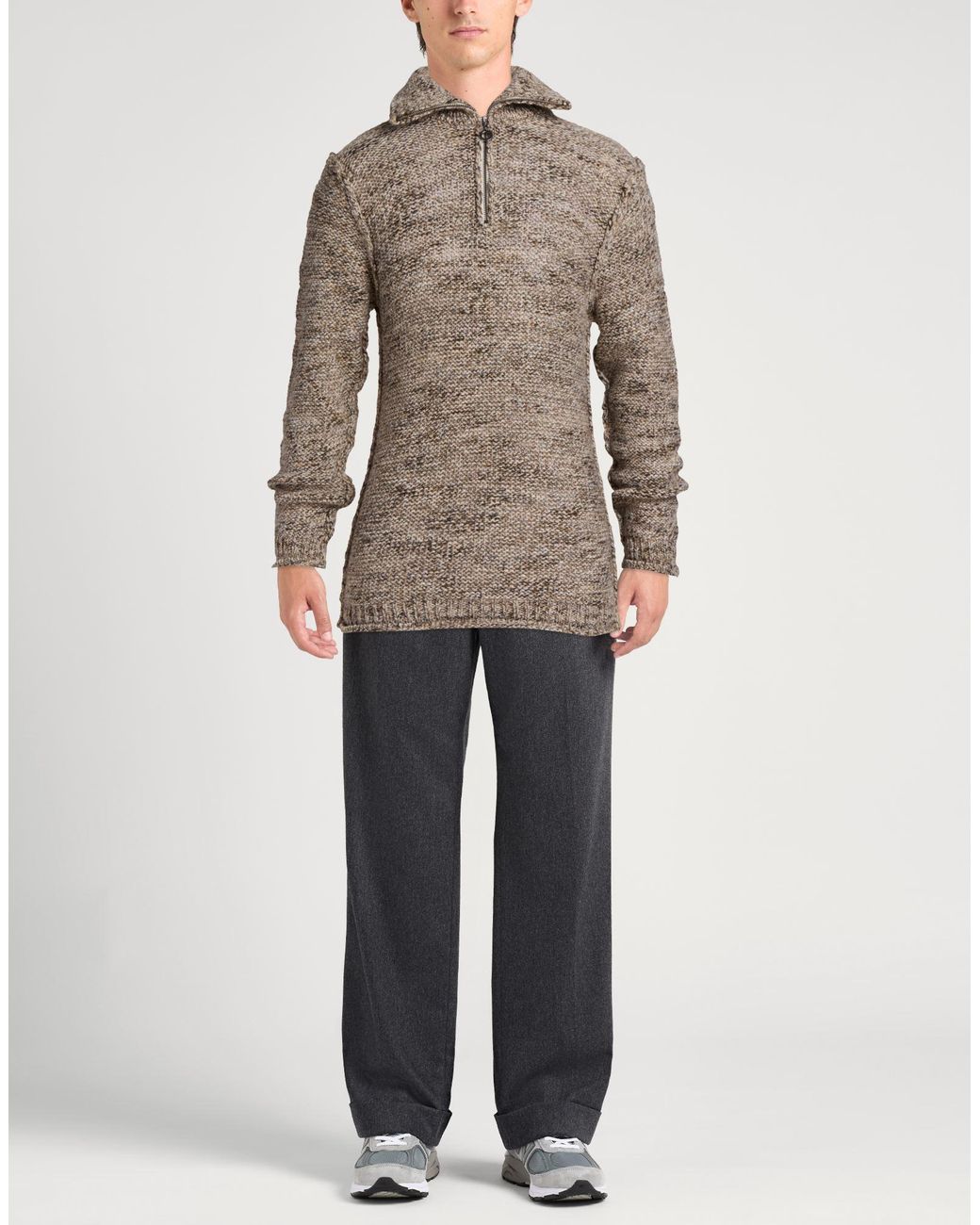 Daniele Alessandrini Brown Cream Turtleneck Acrylic, Wool, Alpaca Wool for men