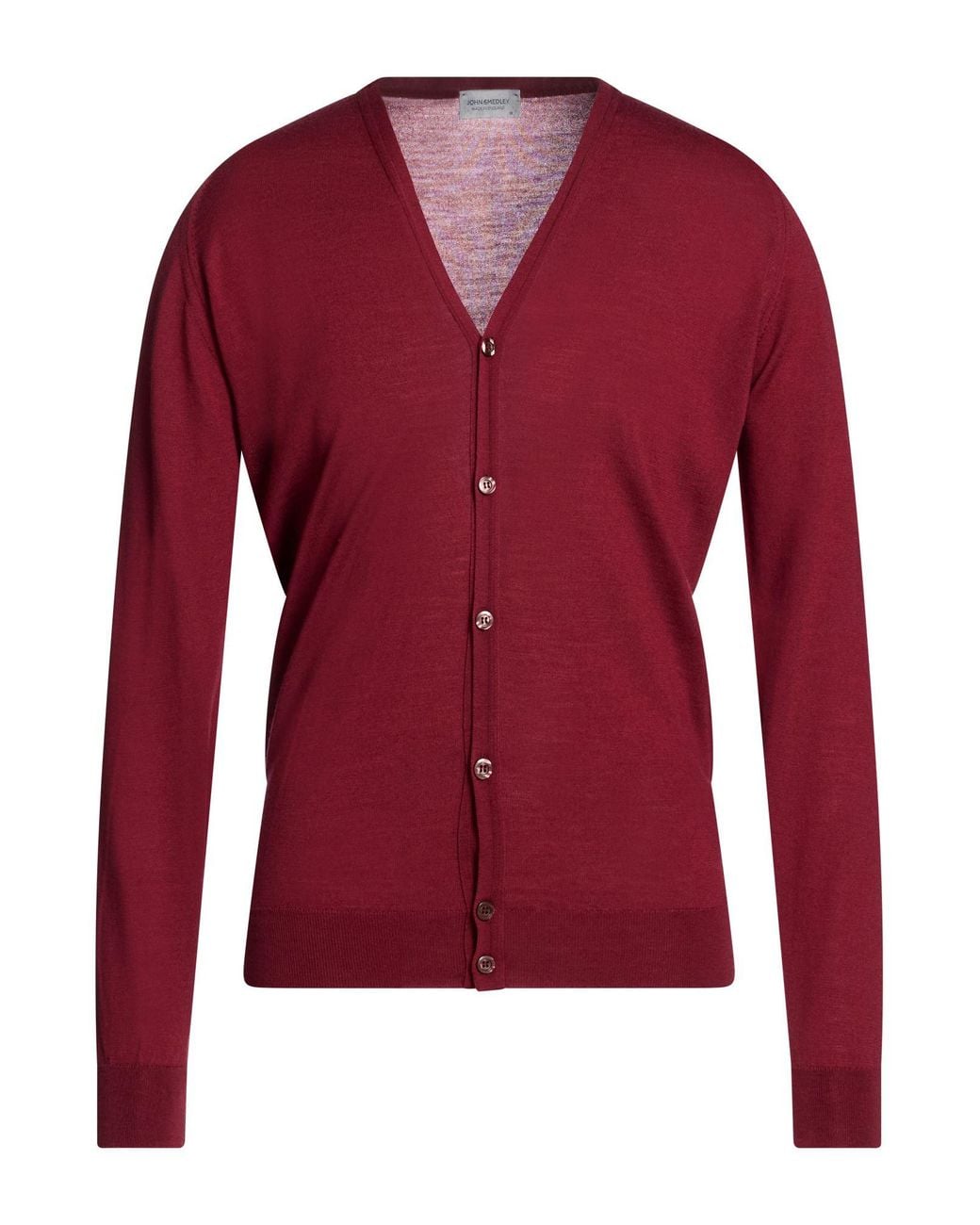John Smedley Red Burgundy Cardigan Merino Wool for men