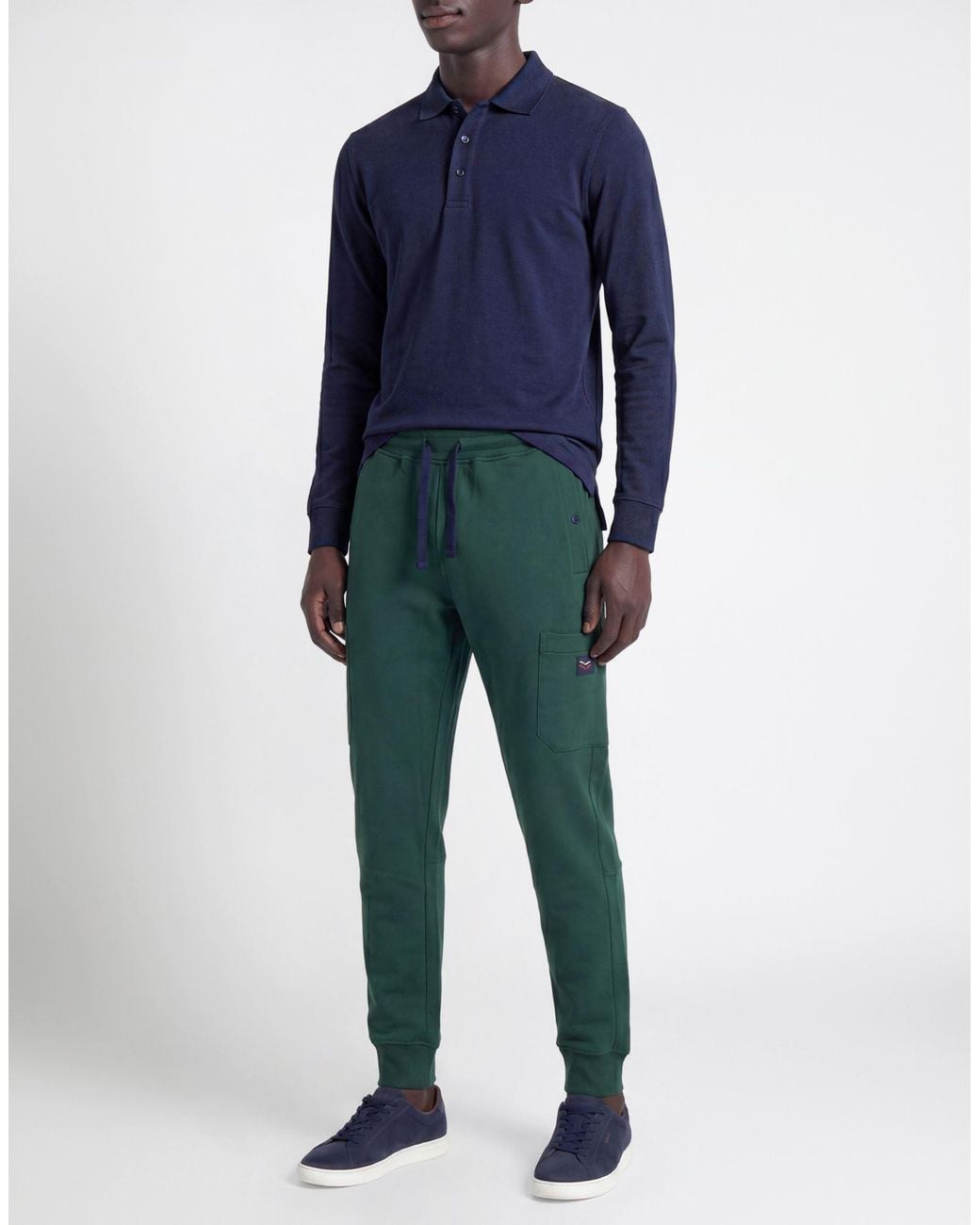 Paul & Shark Green Dark Pants Cotton for men