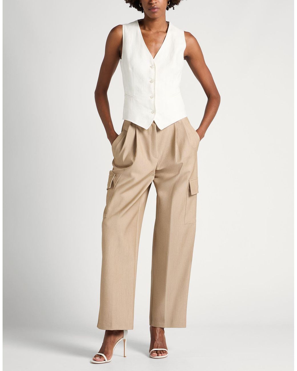 Frankie Shop Natural Sand Pants Polyester, Rayon, Elastane