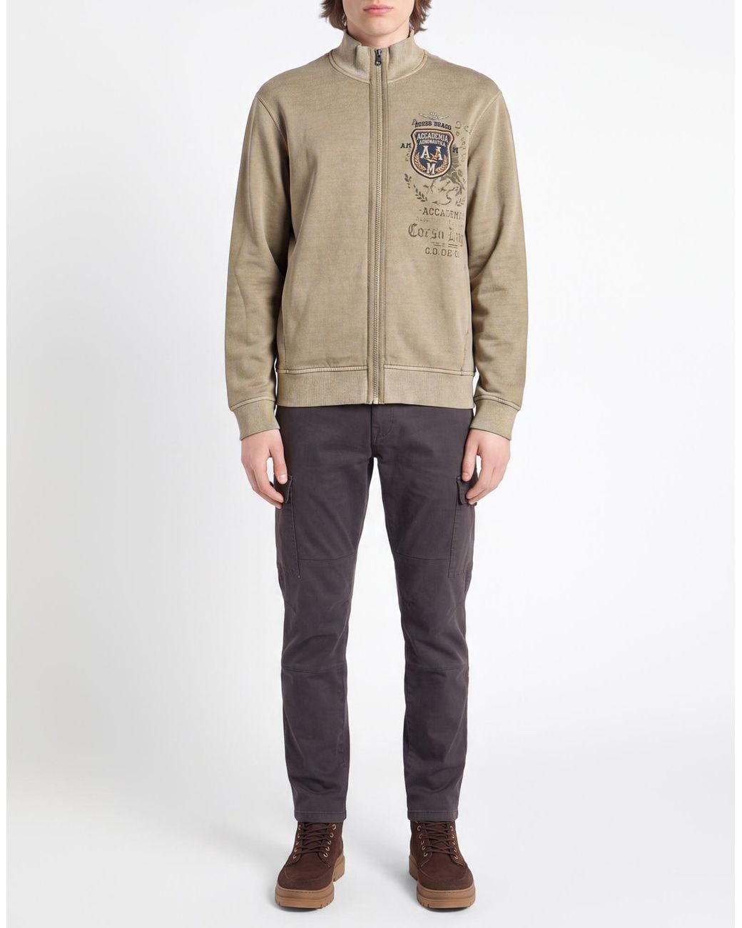 Aeronautica Militare Natural Khaki Sweatshirt Cotton for men