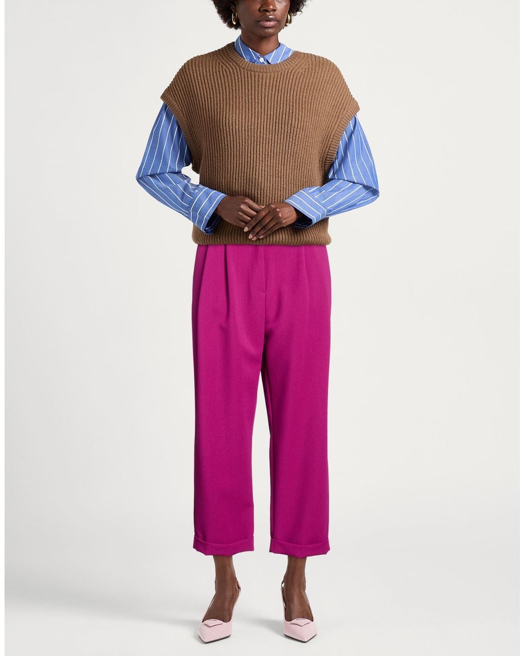 Motel Pink Pants Polyester, Viscose, Elastane