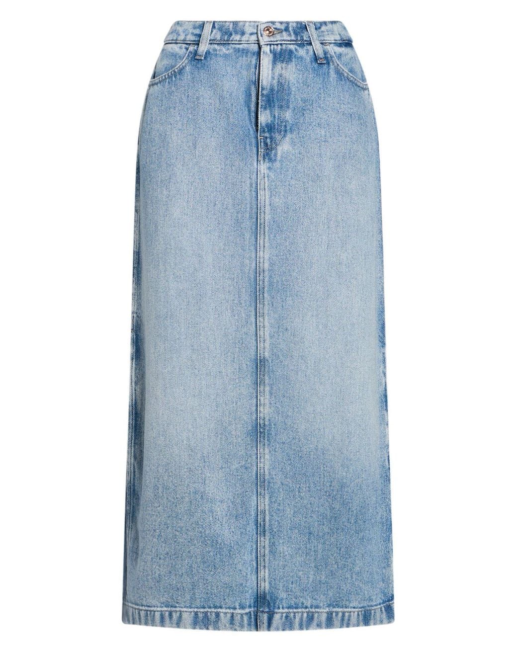 7 For All Mankind Blue Denim Skirt Lyocell