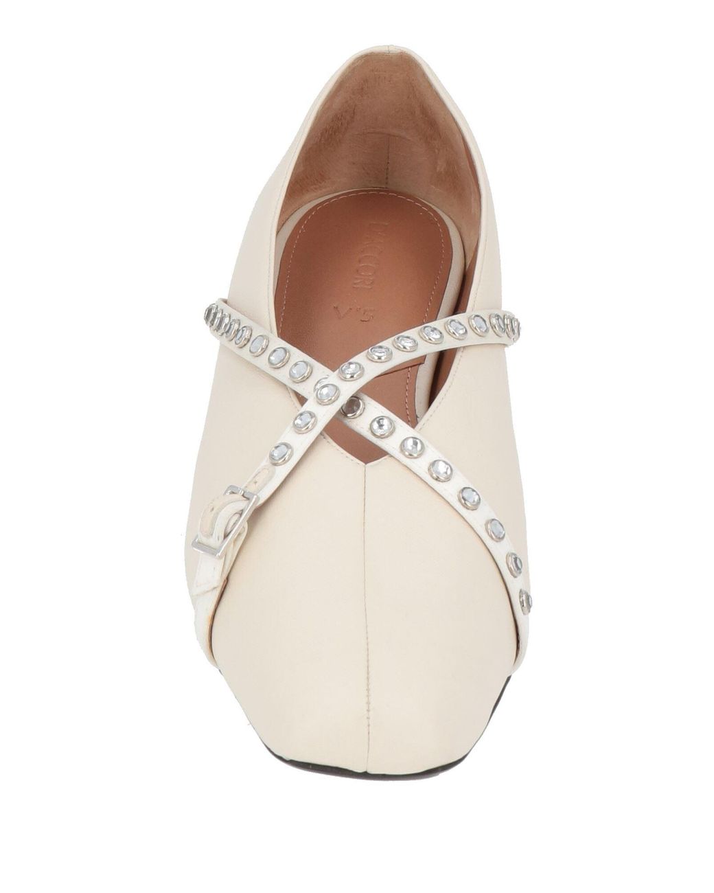 D'Accori White Ballet Flats Leather