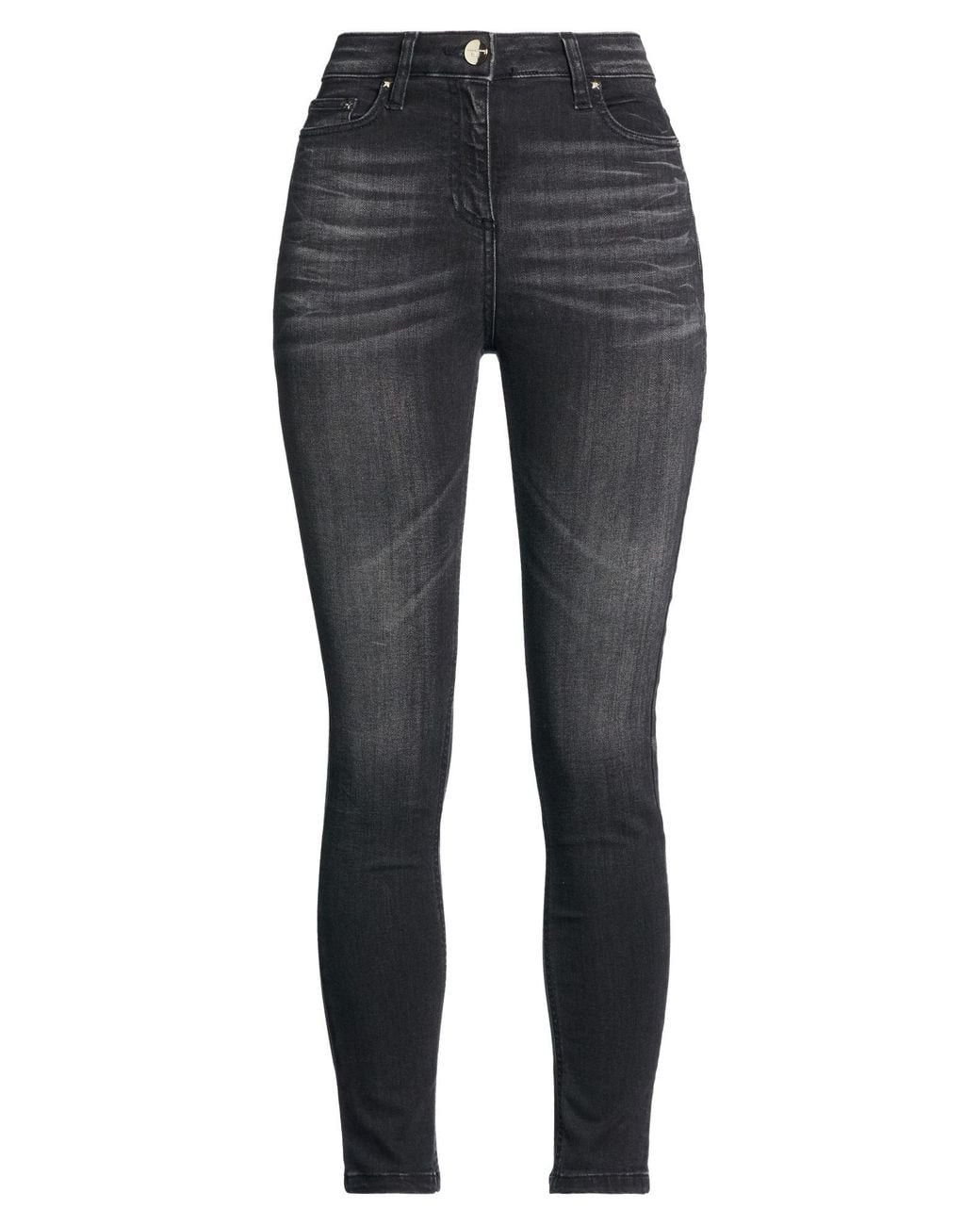 Elisabetta Franchi Gray Jeans Cotton, Elastomultiester, Elastane