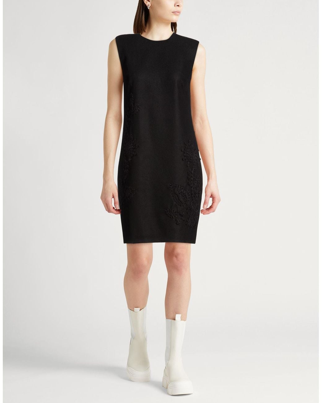 Ermanno Scervino Black Mini Dress Virgin Wool, Mohair Wool, Polyamide, Wool
