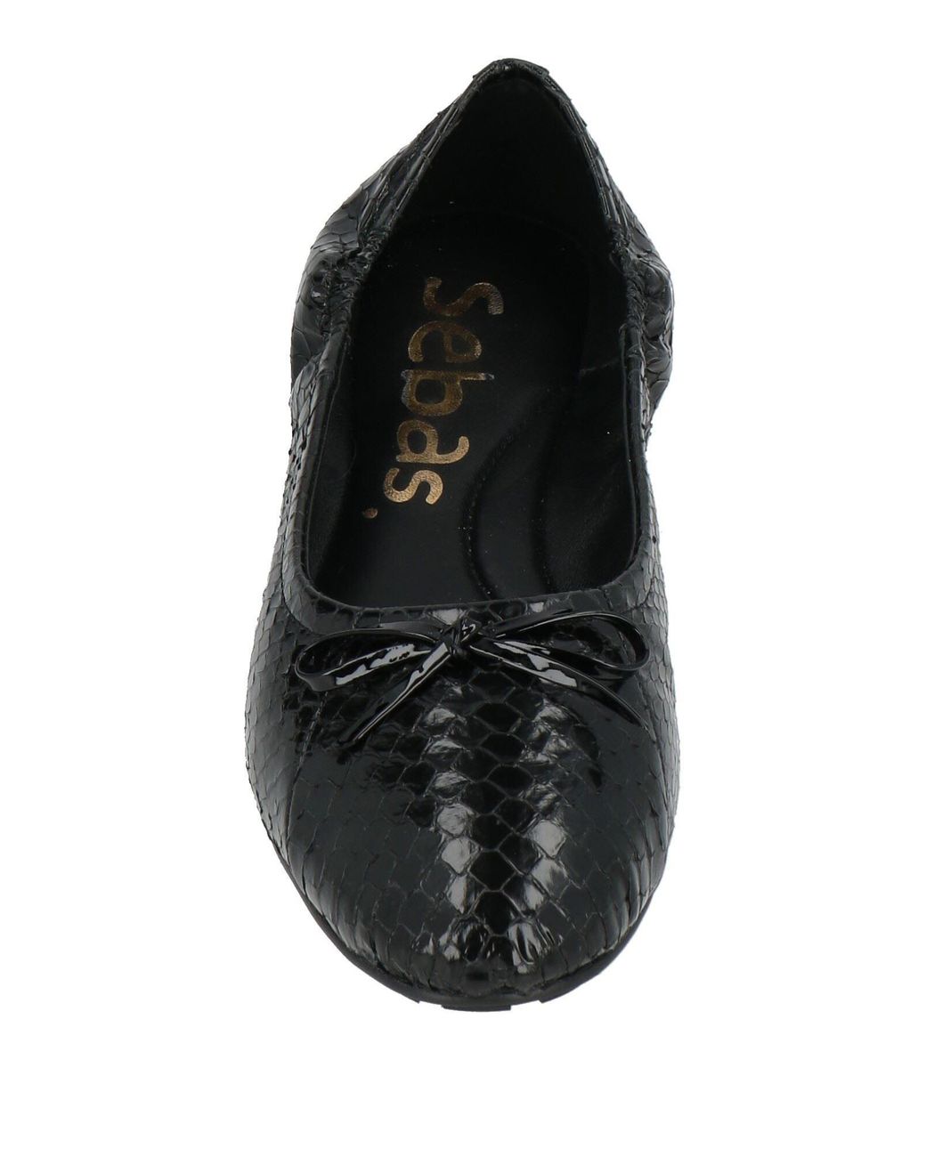 SEBAS. Black Ballet Flats Leather