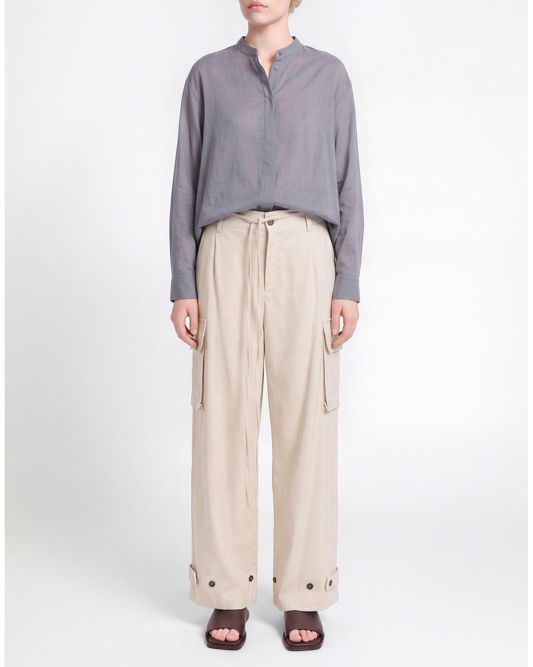MEIMEIJ White Cream Pants Polyester, Viscose, Elastane