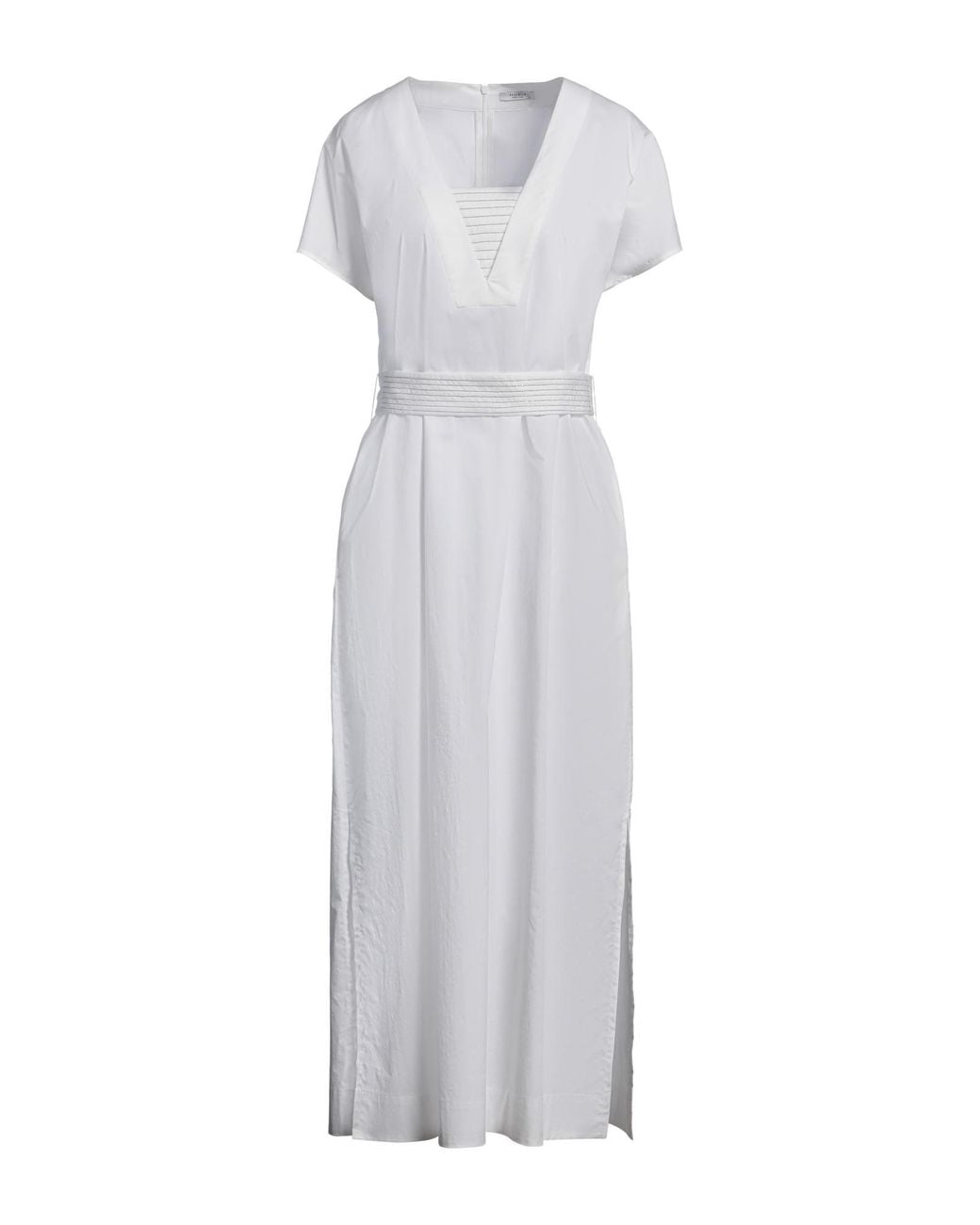 Peserico White Maxi Dress Cotton, Elastane