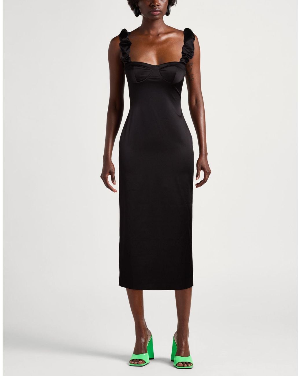 Moschino Black Midi Dress Polyester, Elastane