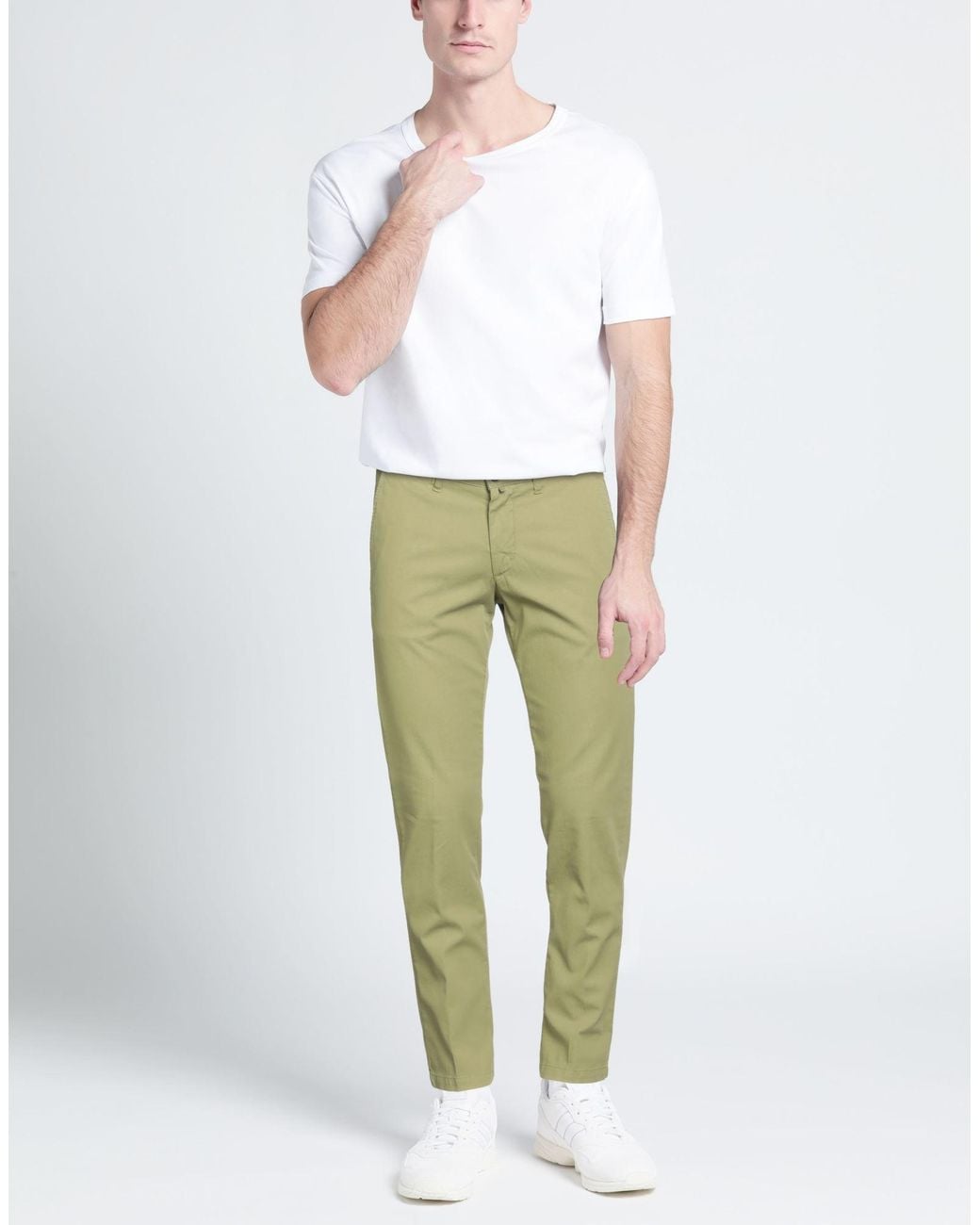 Avignon Green Pants Cotton, Elastane for men