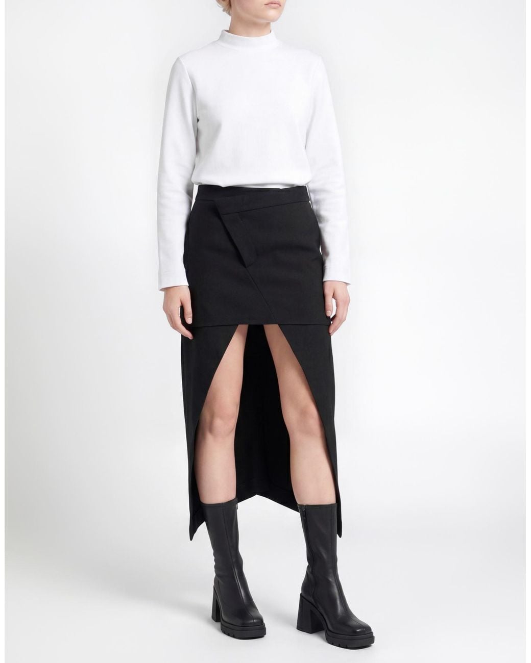 McQueen Black Midi Skirt Wool