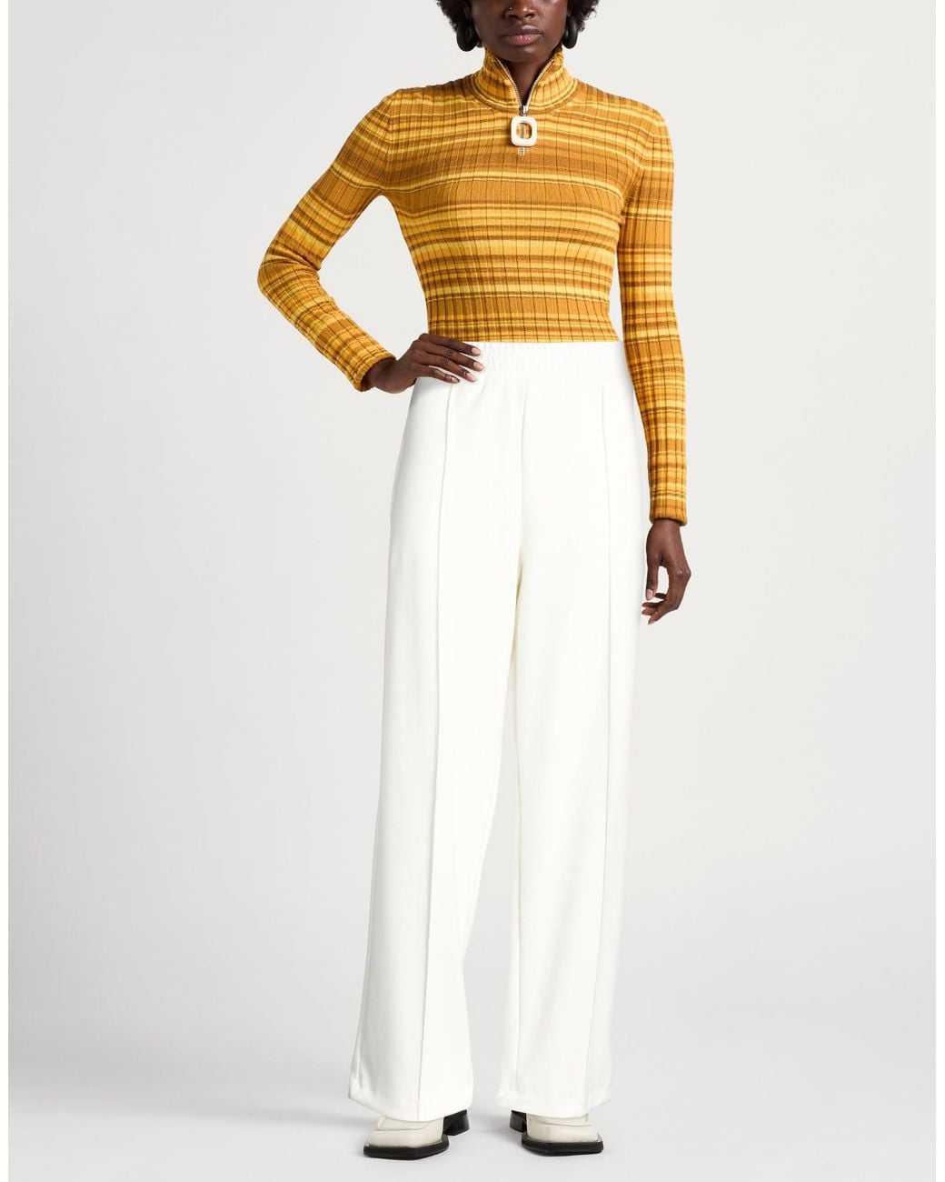 hinnominate White Pants Modal, Polyester, Elastane