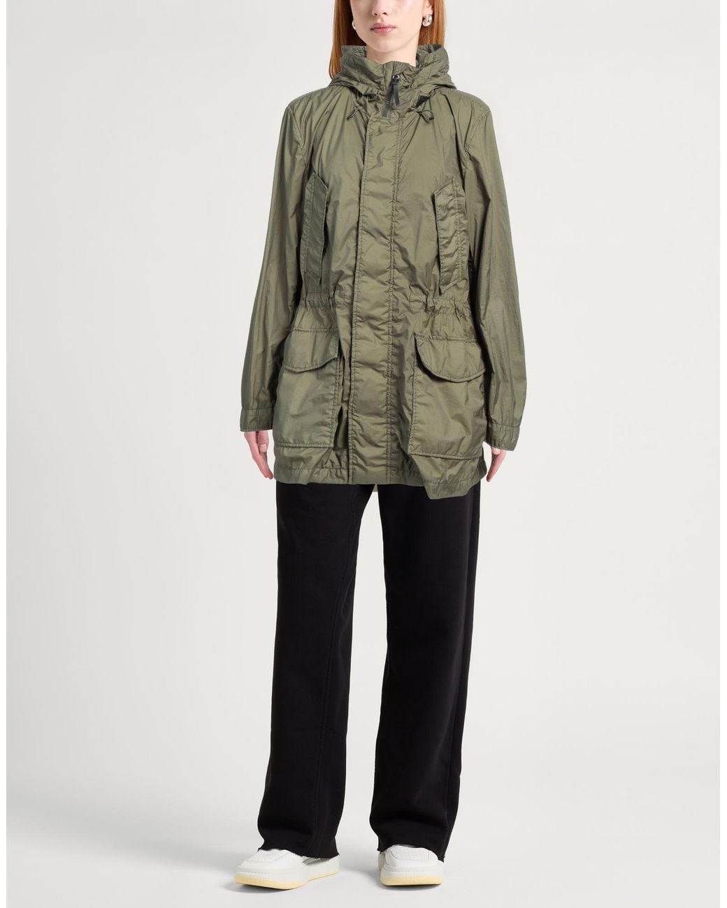 Woolrich Green Overcoat & Trench Coat Polyamide