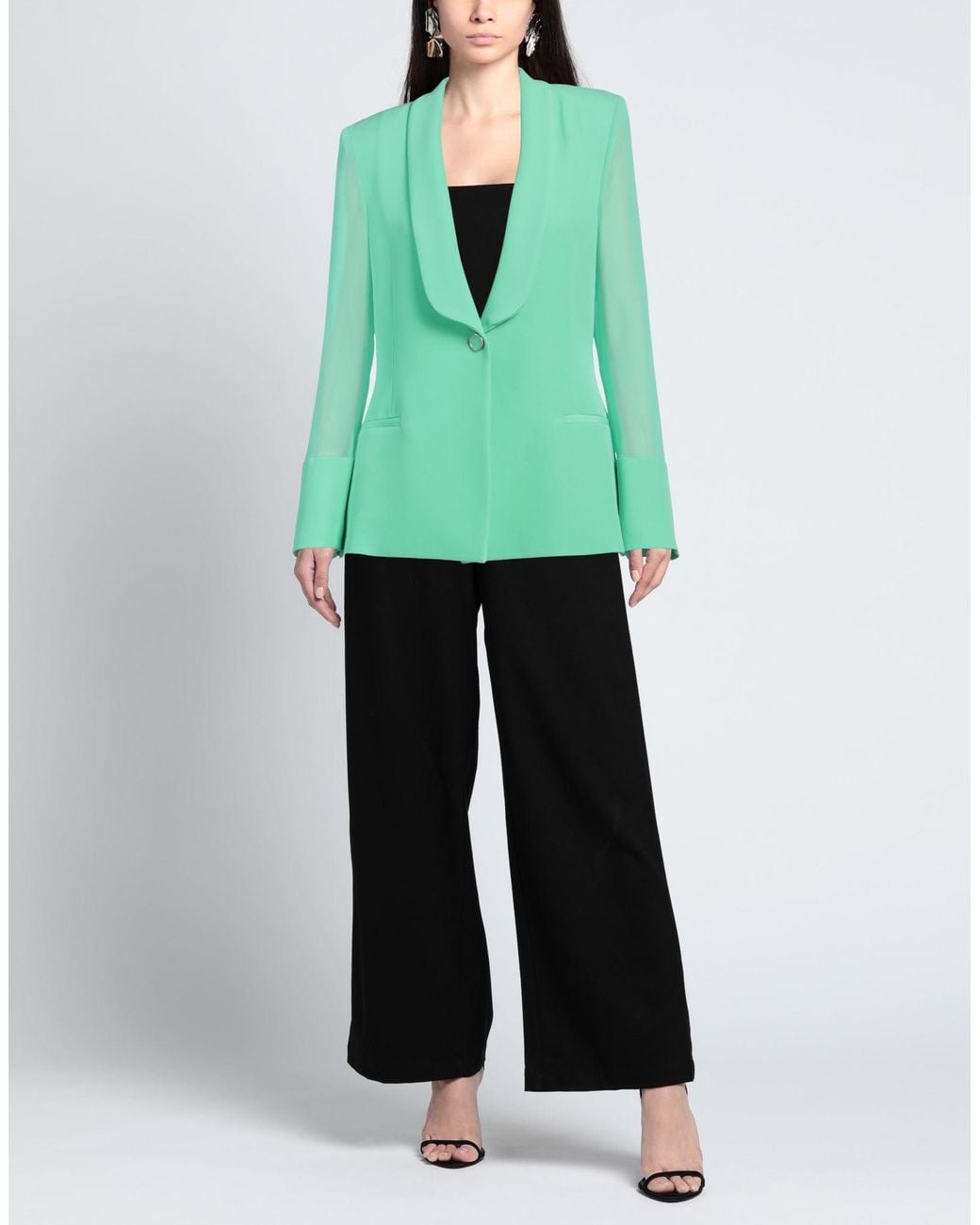 SIMONA CORSELLINI Green Blazer Polyester, Elastane