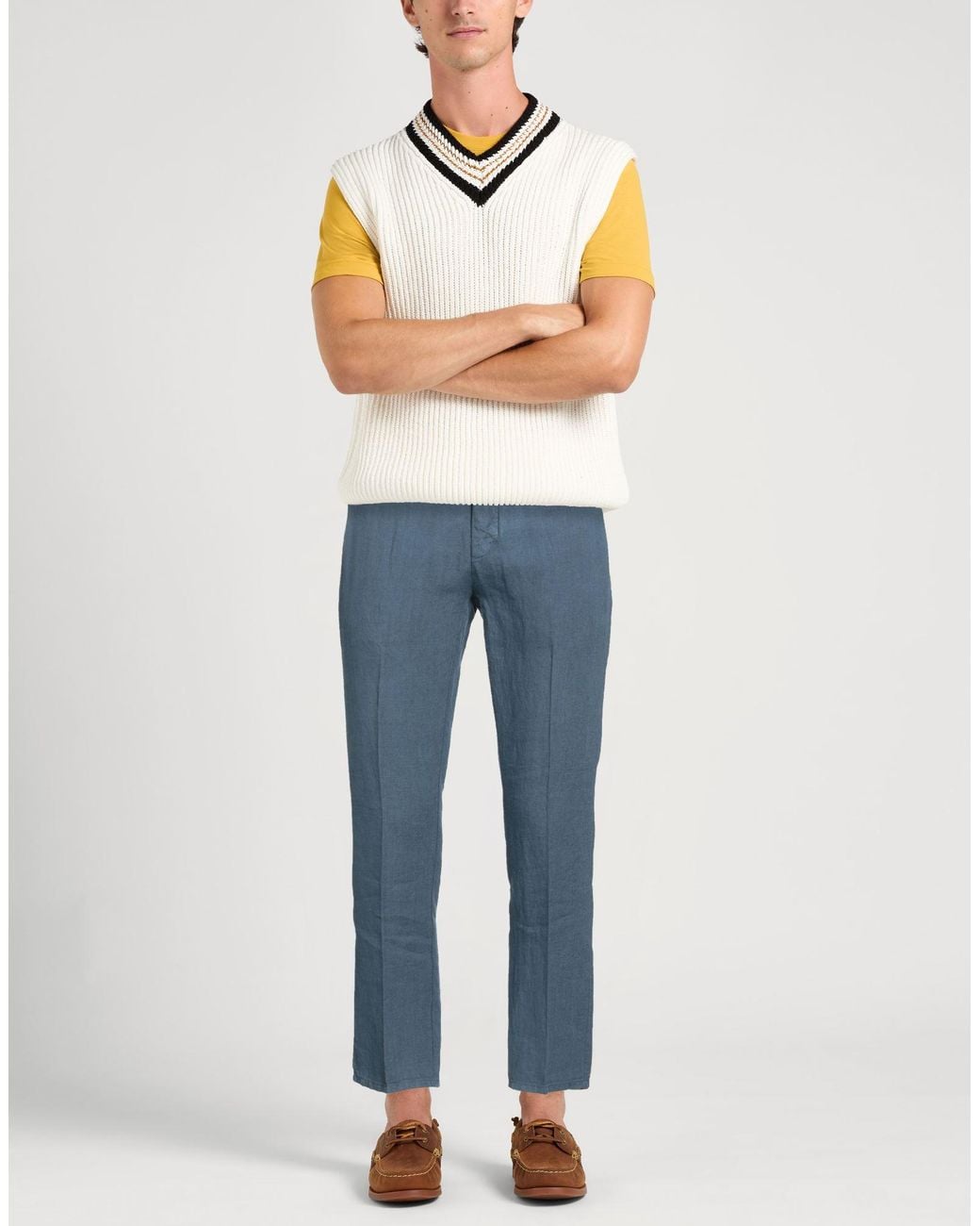 Harmont & Blaine Blue Slate Pants Linen for men