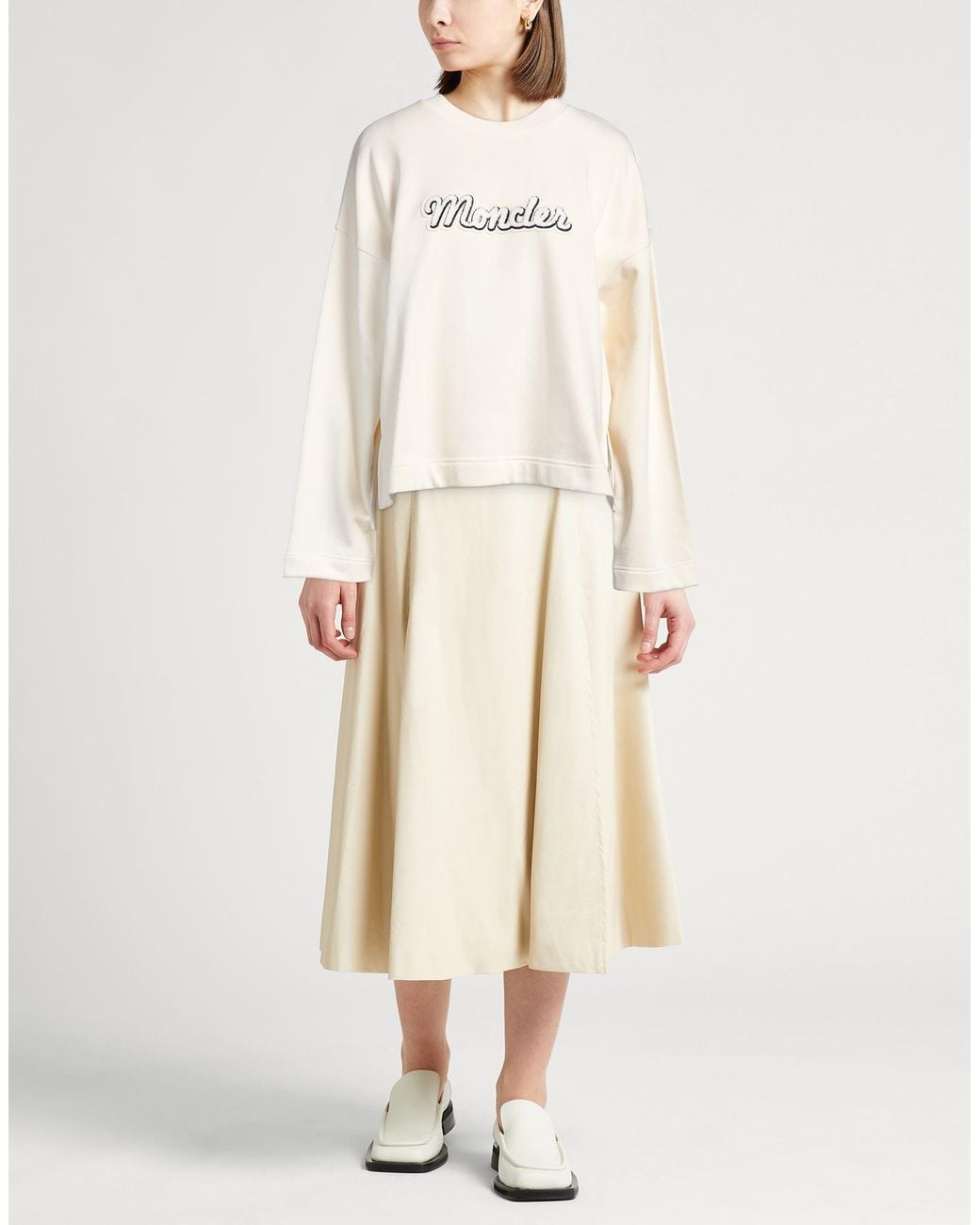 Moncler White Sweatshirt Cotton, Polyamide