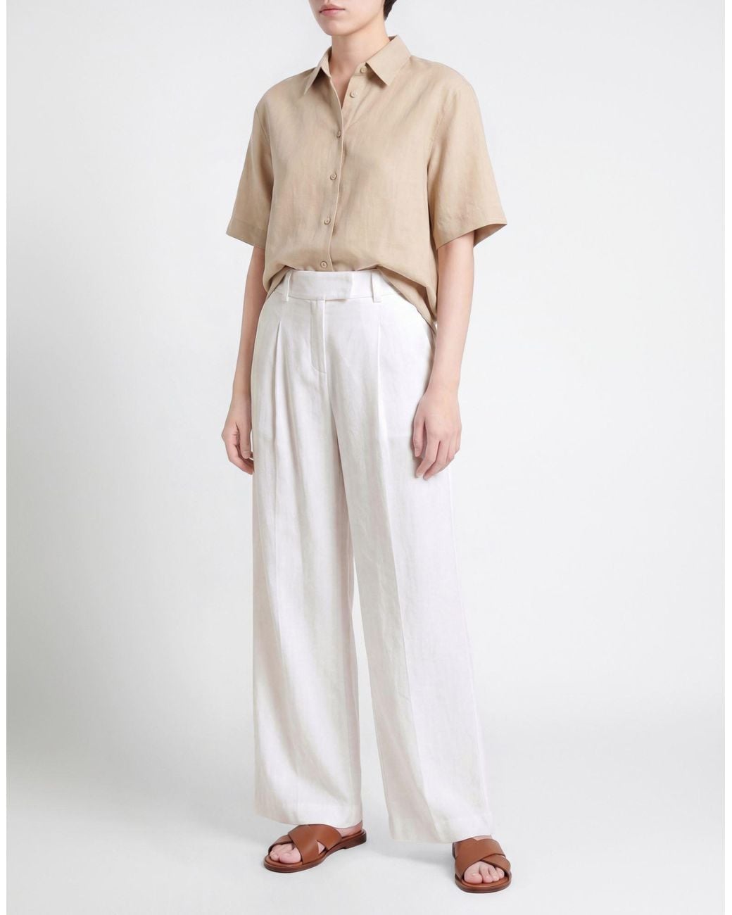 Seductive White Pants Linen, Viscose, Elastane