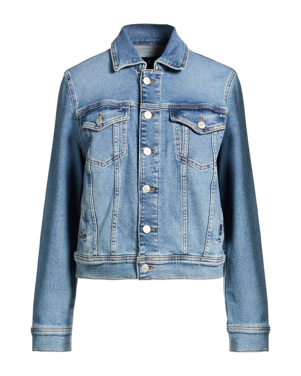 7 For All Mankind Blue Denim Outerwear Cotton, Modal, Elastomultiester, Elastane