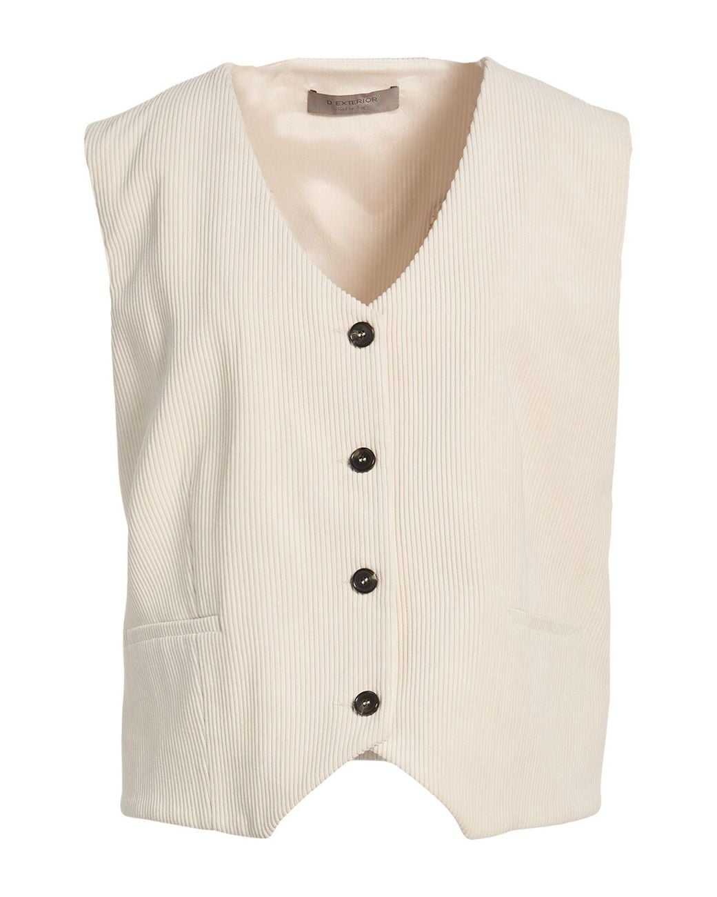 D.exterior Natural Cream Tailored Vest Polyester, Polyamide, Elastane