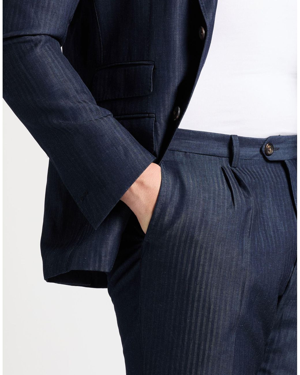 Eleventy Blue Suit Wool, Linen for men