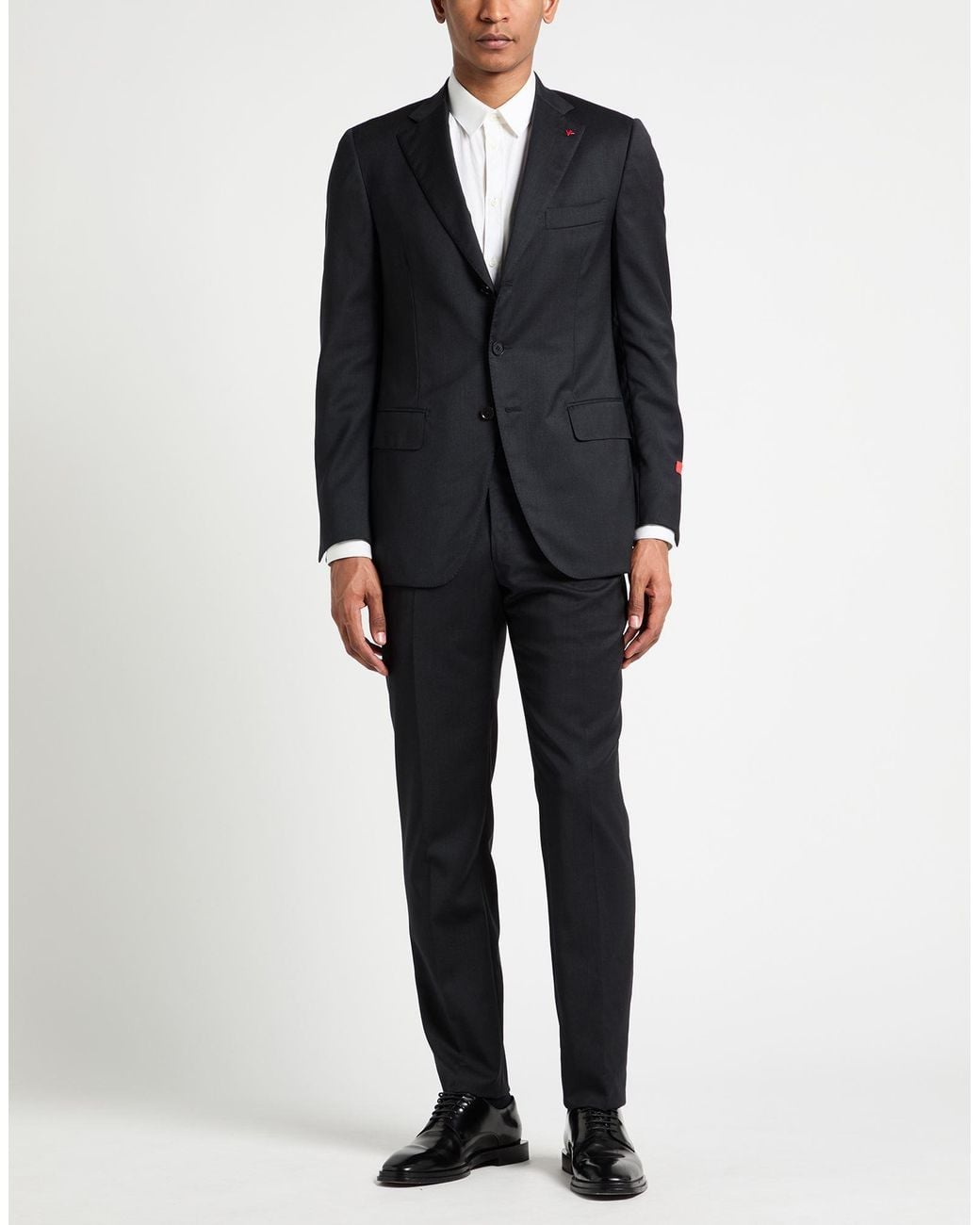 Isaia Black Charcoal Suit Wool for men