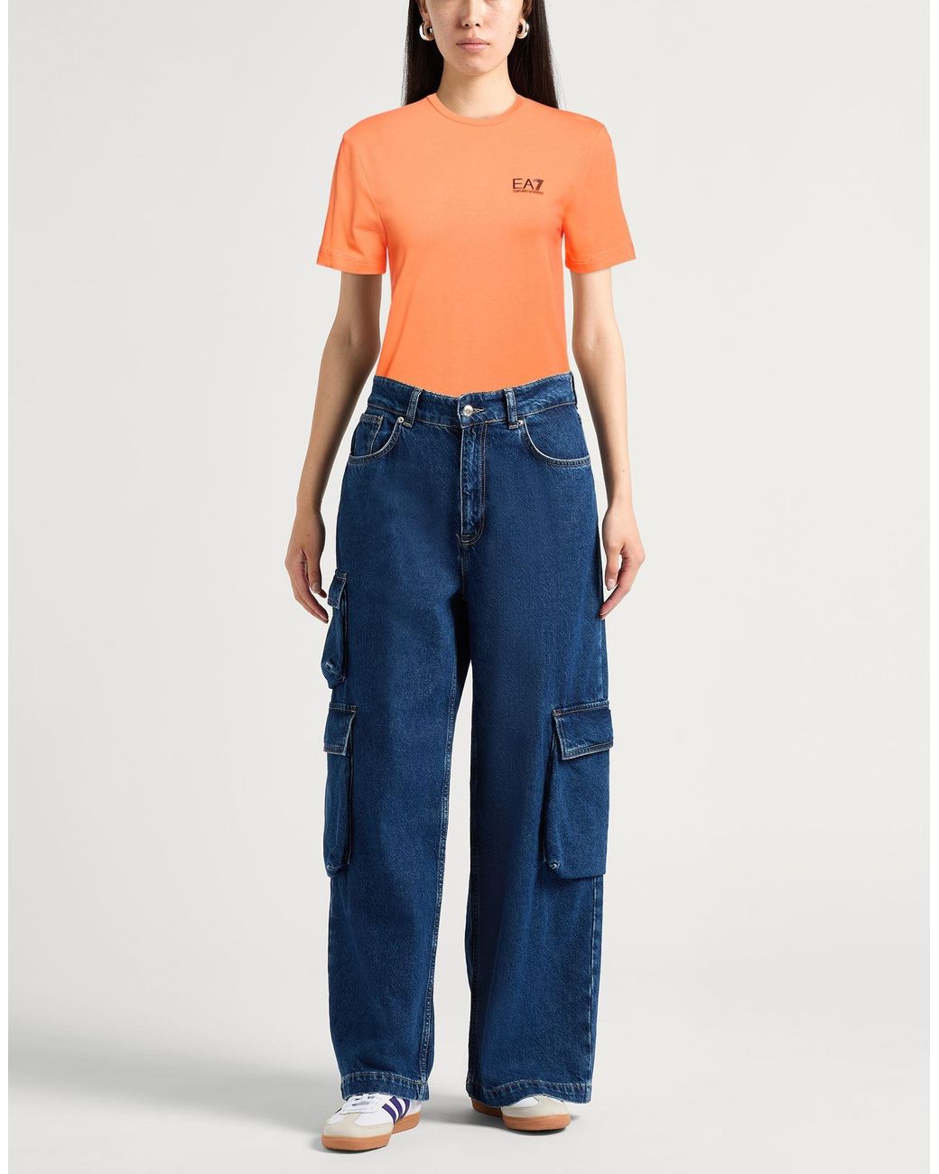 EA7 Orange T-Shirt Cotton, Elastane