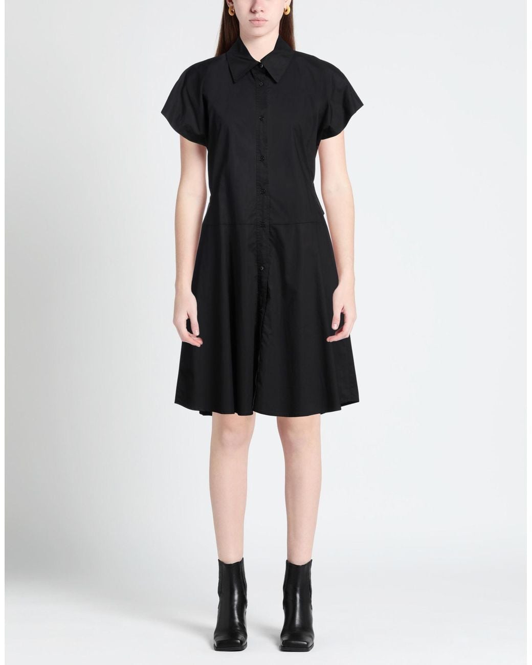 19.70 Nineteen Seventy Black Midi Dress Cotton