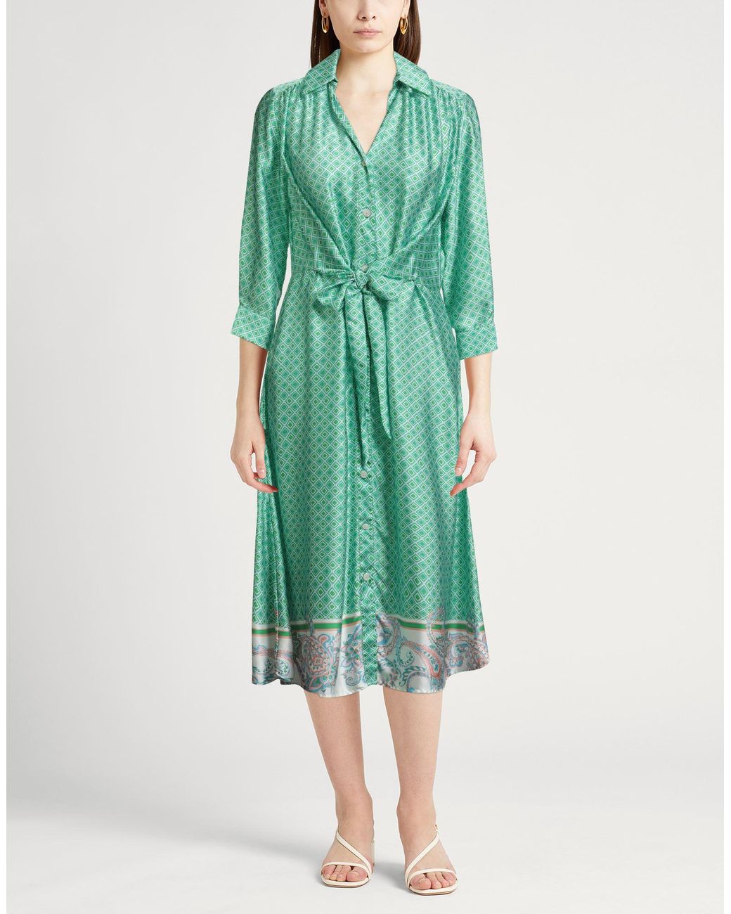 Liu Jo Green Midi Dress Polyester