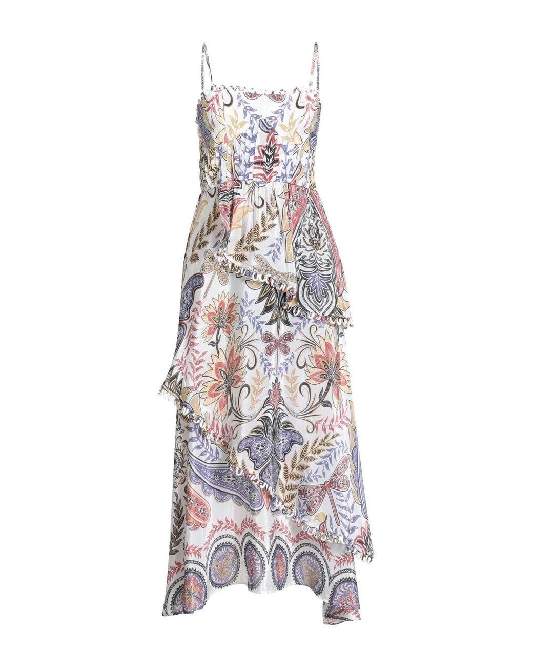 Farm Rio White Boho Glam Off- Loopy Cups Maxi Dress Maxi Dress Viscose