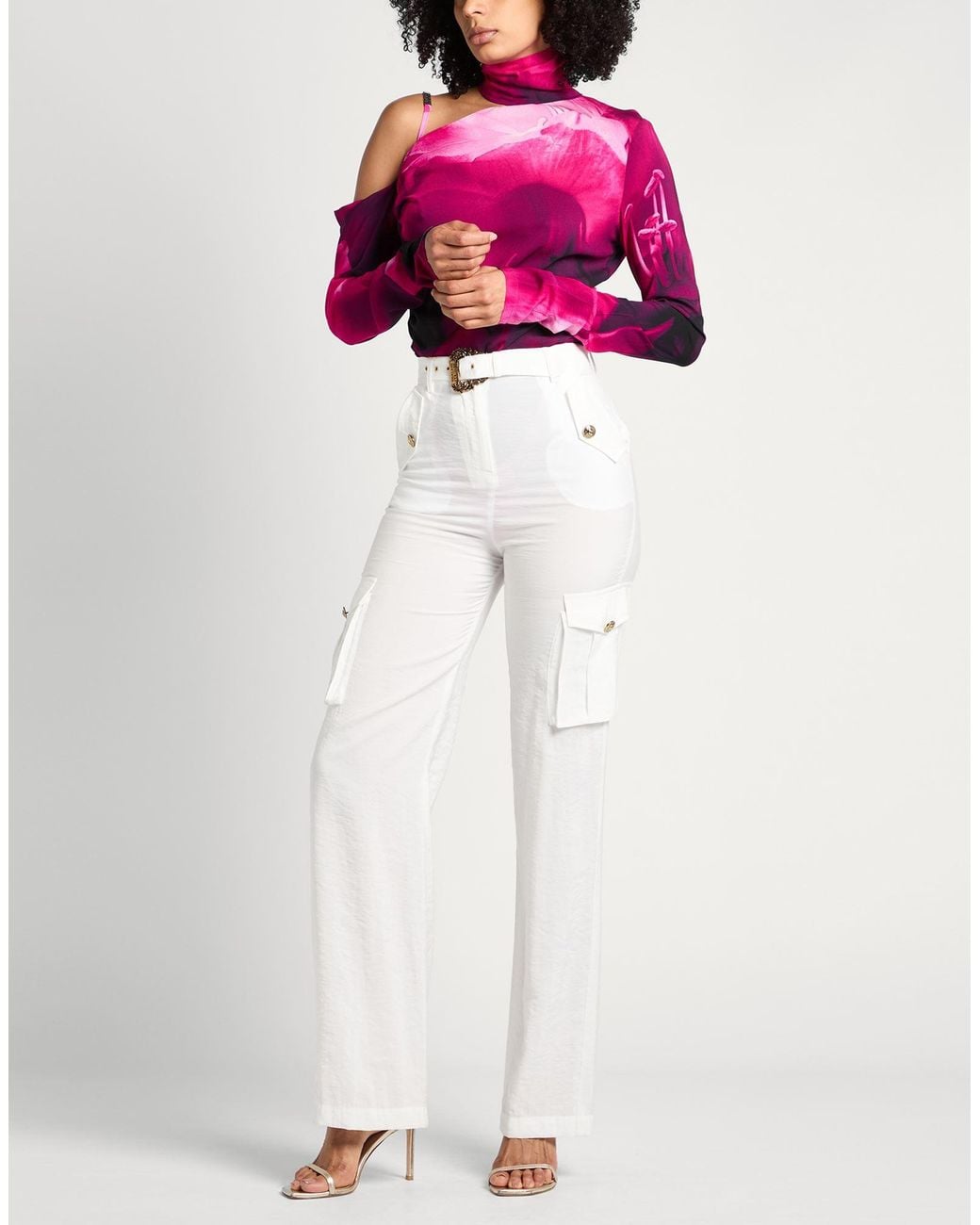 Versace Jeans Couture White Pants Modal, Polyester