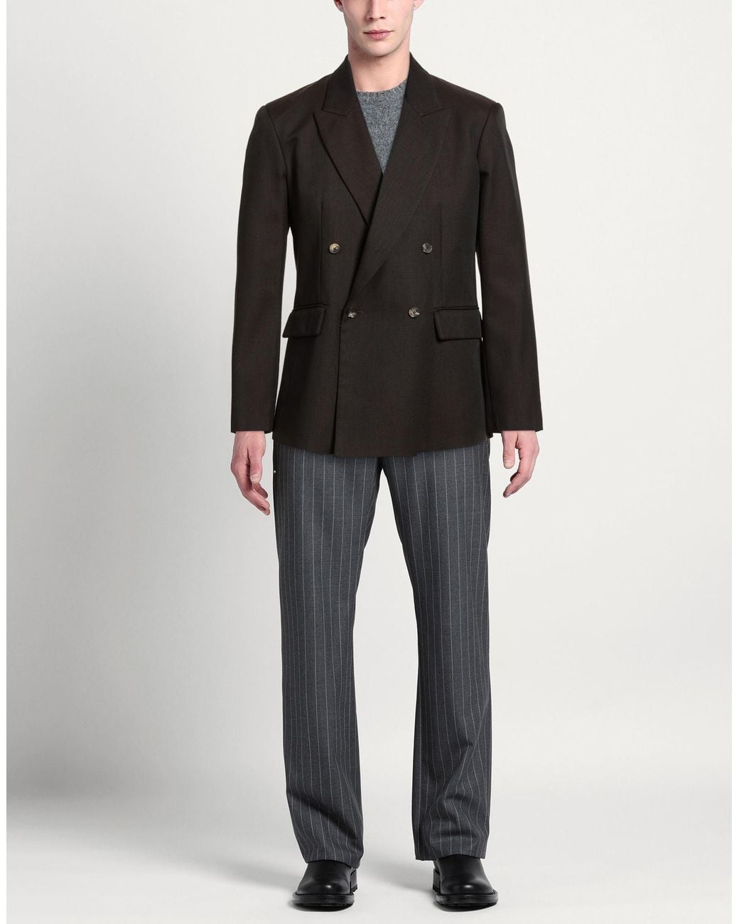 Second Layer Black Dark Blazer Polyester, Wool for men