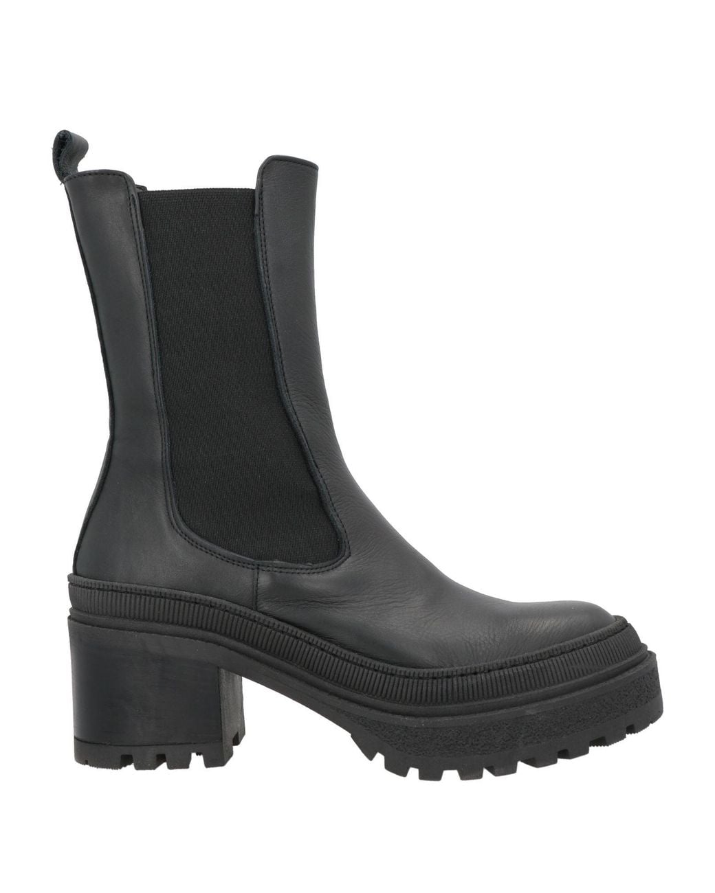 Miss Unique Black Ankle Boots Leather