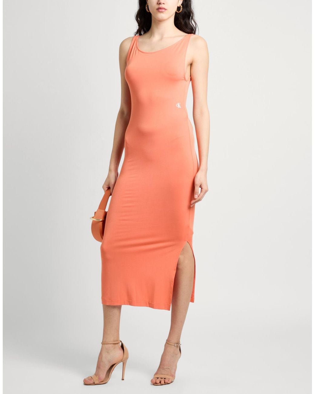 Calvin Klein Pink Midi Dress Modal, Polyester, Elastane