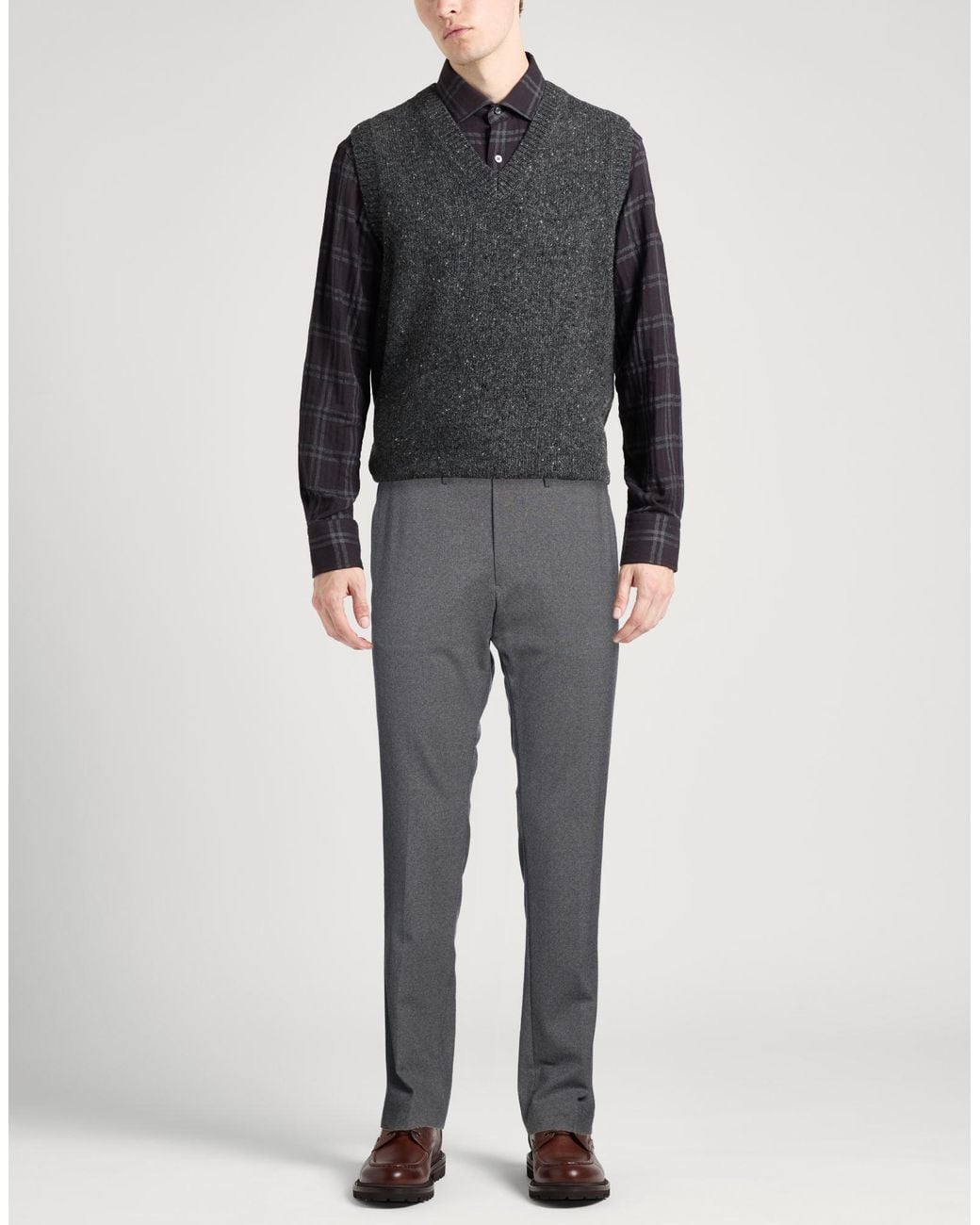 Santaniello Gray Pants Wool, Polyester, Elastane for men