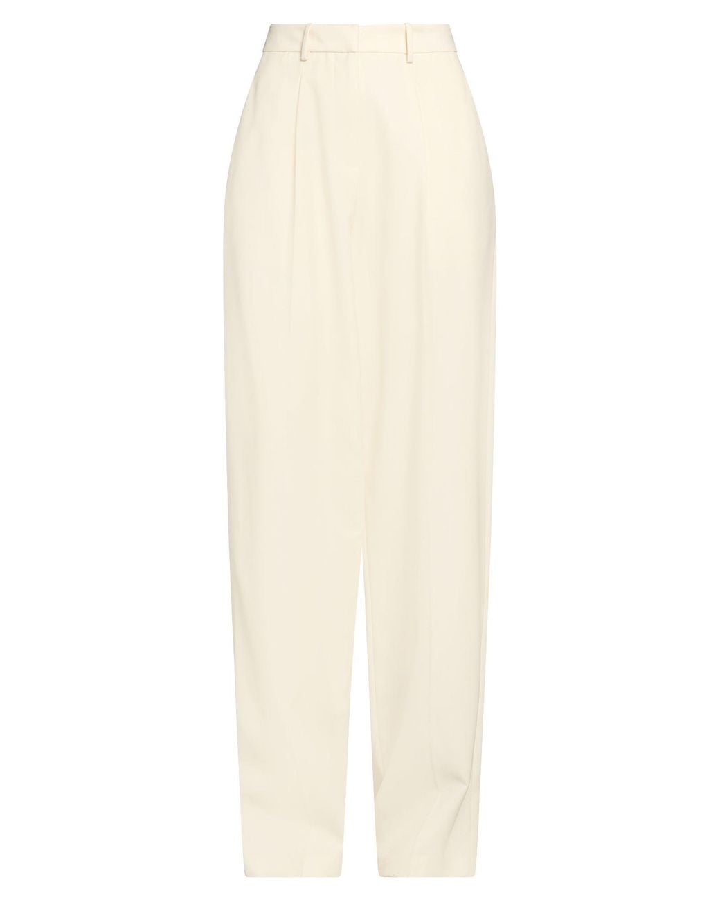 Magda Butrym White Cream Pants Wool, Silk