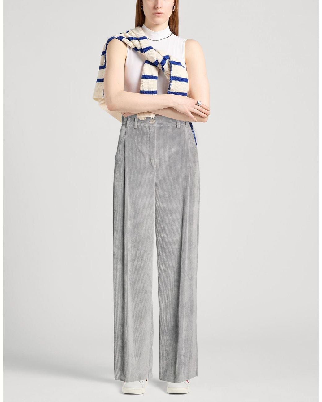 Manila Grace Gray Slate Pants Polyester, Polyamide, Elastane