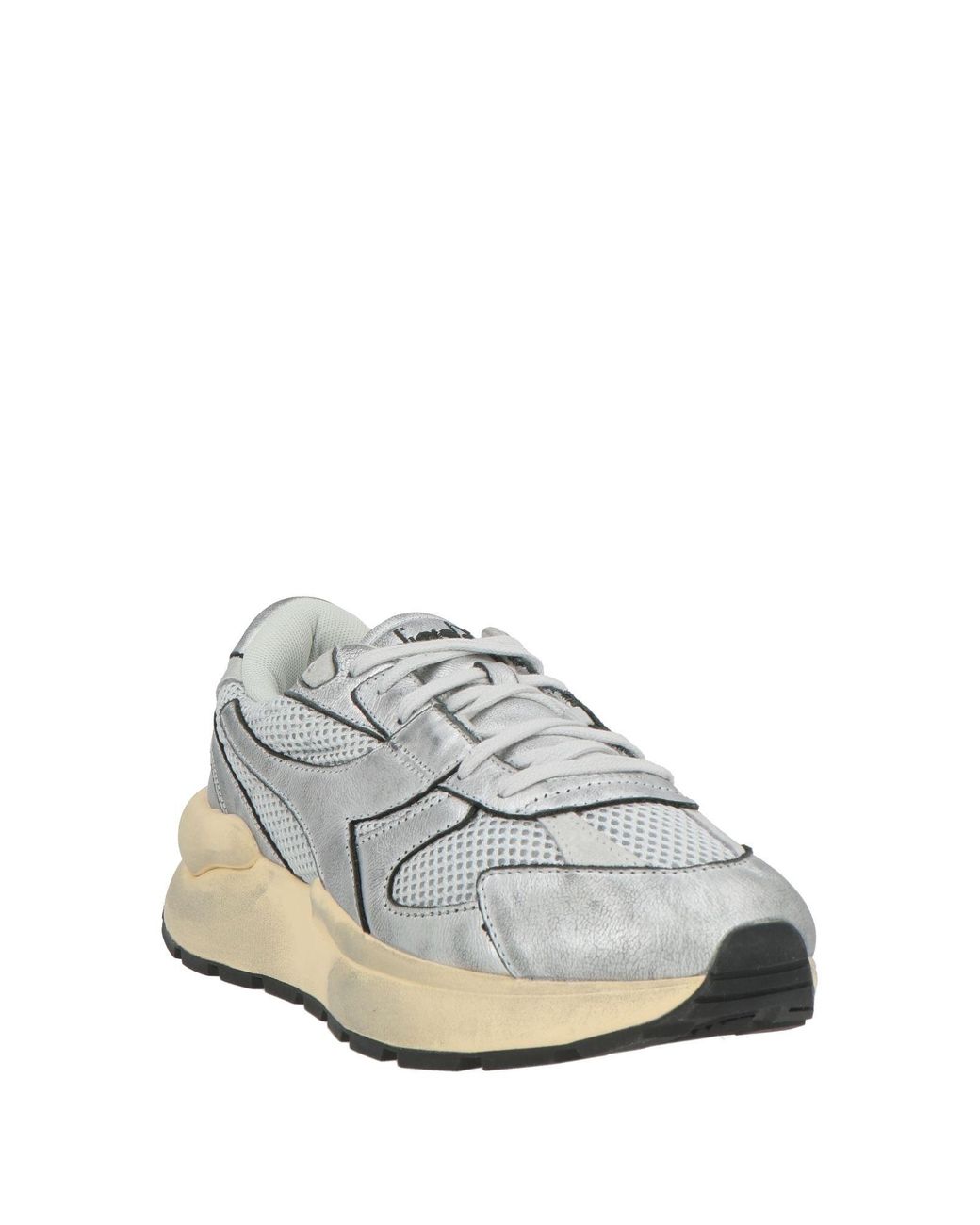Diadora White Sneakers Leather, Textile Fibers for men