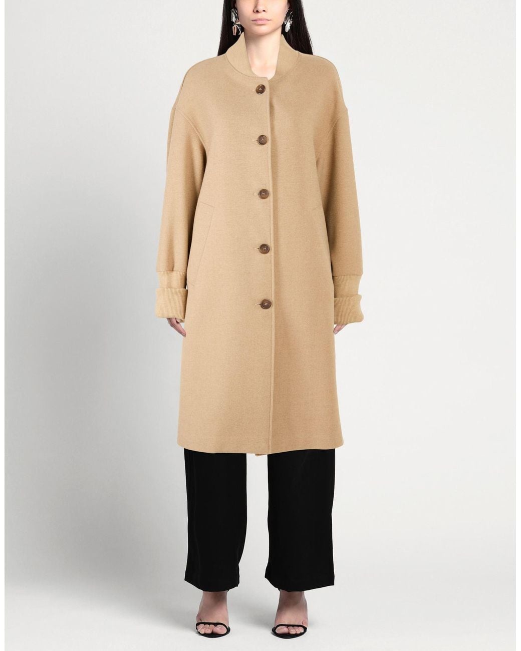 Shirtaporter Natural Coat Polyester, Viscose, Wool